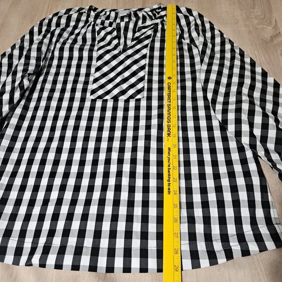 Chicos Size 3 Us Plus Size 16/18 Black & White Check Pullover Blouse Shirt - Picture 4 of 7